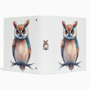 Watercolor Owl with Starry Elements 3 Ring Binder