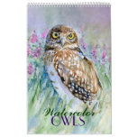Watercolor Owls  Paintings Calendar at Zazzle