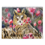 Watercolor Owls Paintings Close-ups Calendar at Zazzle