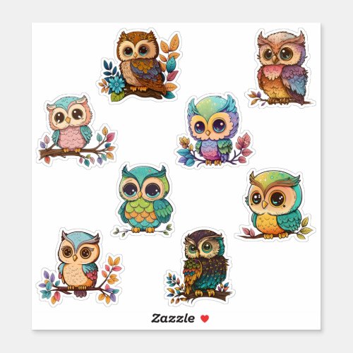 Watercolor Owls Sticker