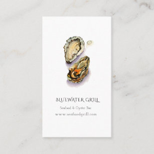 Watercolor Oyster chef, restaurant business card