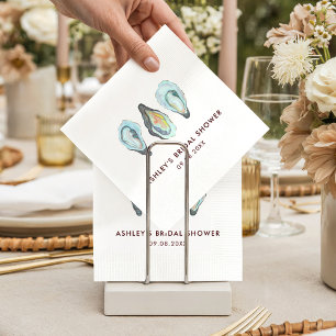 Watercolor Oyster Coastal Seaside Bridal Shower Napkins