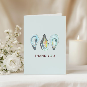 Watercolor Oyster Coastal Seaside Wedding Letterpress Thank You Card