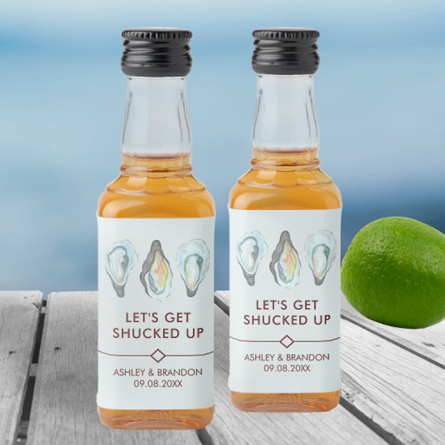 Watercolor Oyster Coastal Seaside Wedding Liquor Bottle Label (Creator Uploaded)