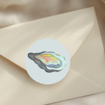 Watercolor Oyster Envelope Seal, Coastal Wedding  Classic Round Sticker<br><div class="desc">This elegant round envelope seal sticker features a beautiful oyster illustration, perfect for coastal and seaside wedding stationery. Ideal for sealing wedding invitations, save the dates, and thank you cards, it adds a refined ocean-inspired touch to your envelopes. Coordinate it with your oyster wedding suite for a cohesive, coastal chic...</div>