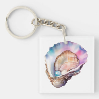 Watercolor Oyster Keychain