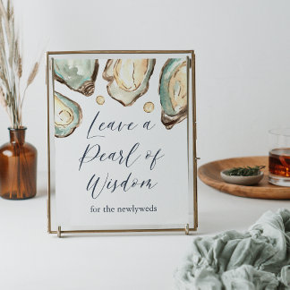 Watercolor Oyster "Leave a Pearl of Wisdom" Sign
