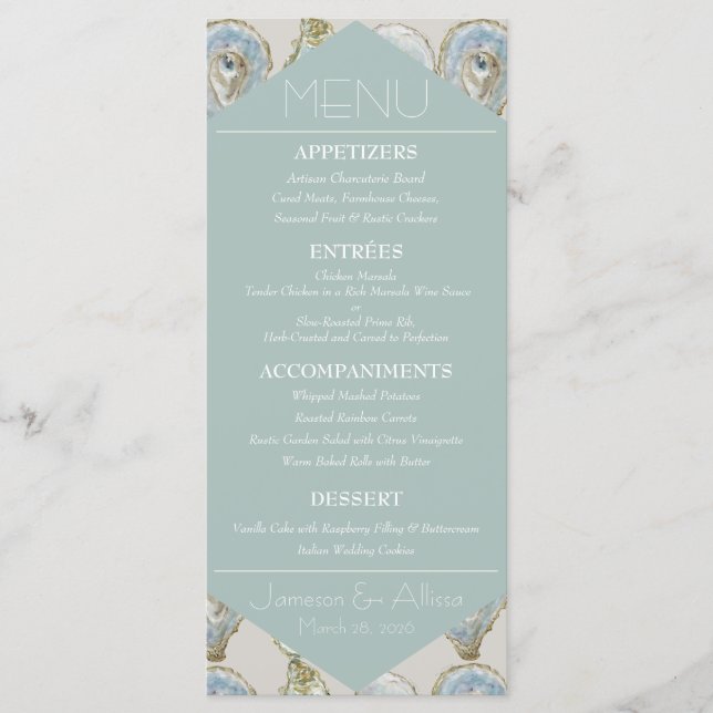 Watercolor Oyster Menu (Front)