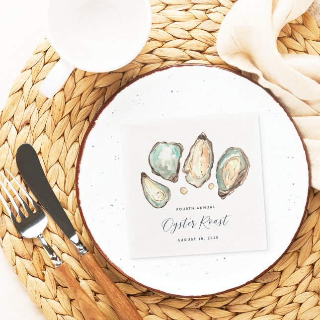 Watercolor Oyster & Pearl Oyster Roast Napkins (Creator Uploaded)