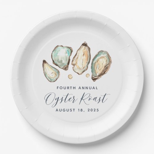 Watercolor Oyster  Pearl Oyster Roast Paper Plates