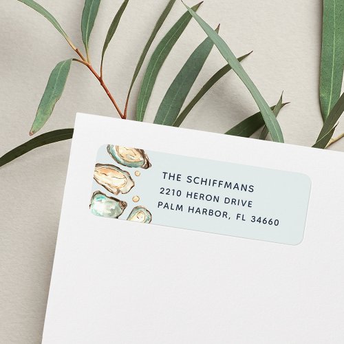 Watercolor Oyster  Pearl Return Address Label