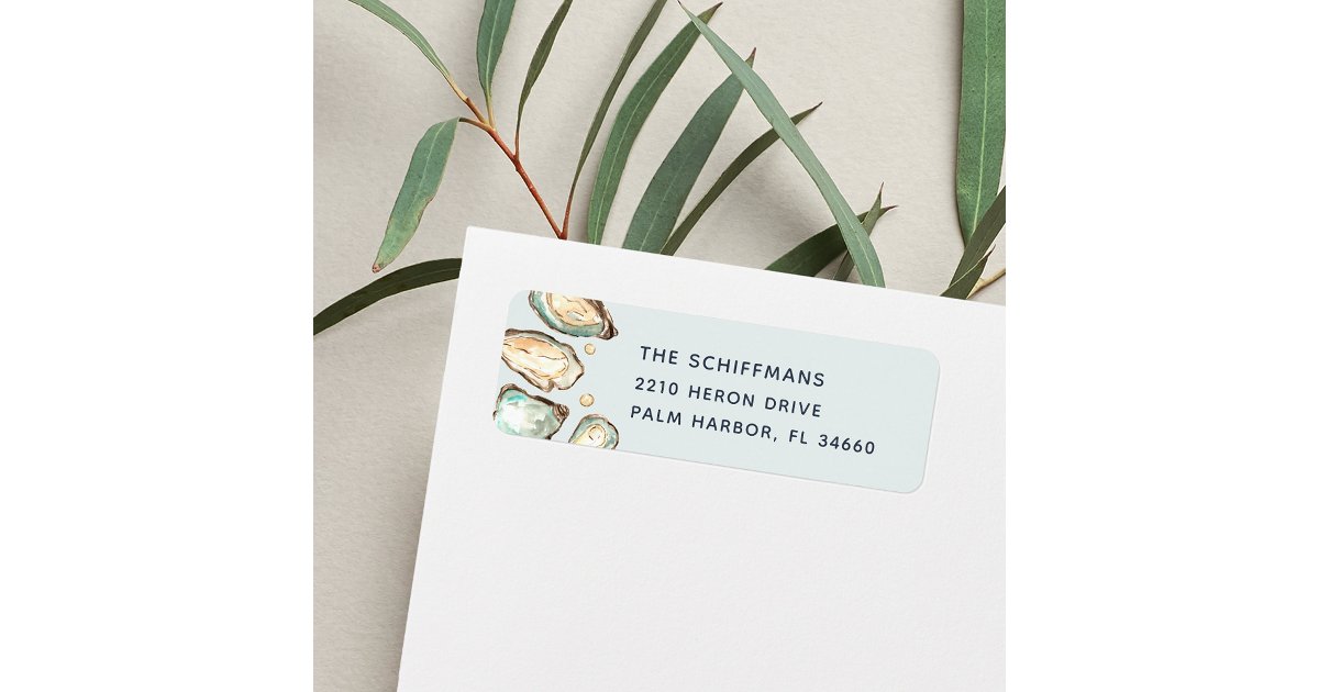 Pearlized Address Label Watercolor Oyster & Pearl Return Address Label | Zazzle