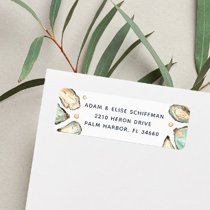 Watercolor Oyster & Pearl Return Address Label