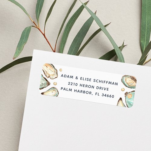 Watercolor Oyster  Pearl Return Address Label
