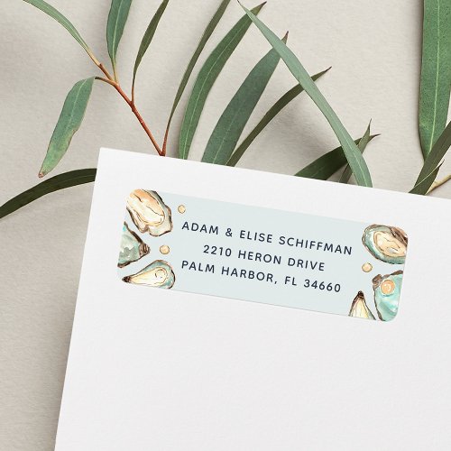 Watercolor Oyster  Pearl Return Address Label