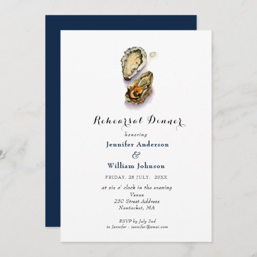 Watercolor oyster  Rehearsal Dinner Invitation