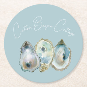 Watercolor Oyster Round Paper Coaster