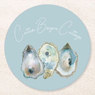 Watercolor Oyster Round Paper Coaster