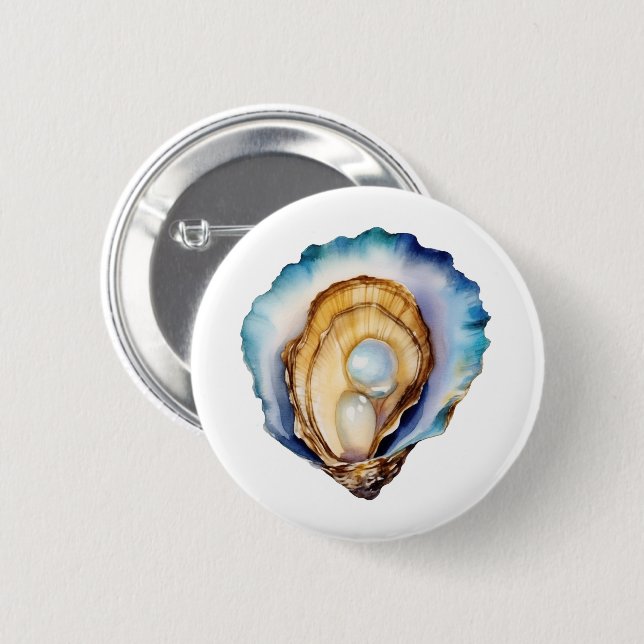 Watercolor Oyster Shell Button (Front & Back)