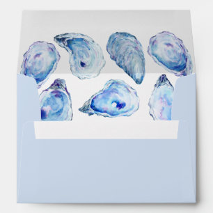 Watercolor Oyster Shell Light Blue Return address Envelope
