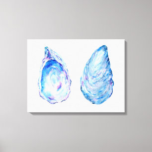 Watercolor Oyster Shells Canvas Print