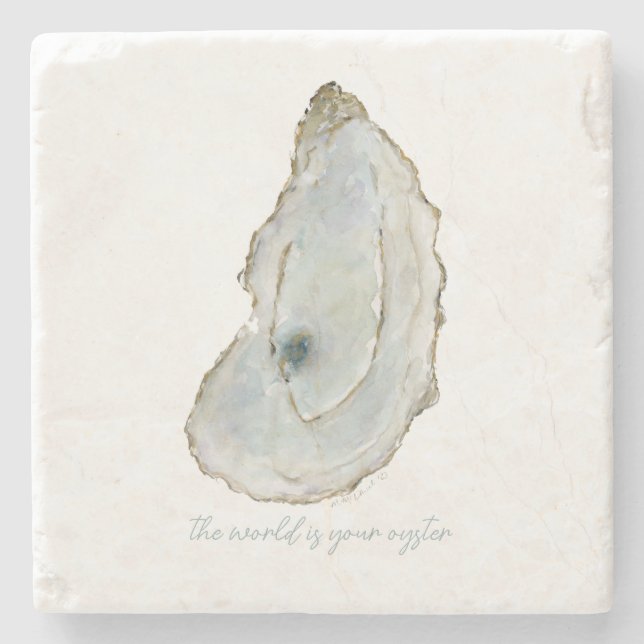 Watercolor Oyster Stone Coaster (Front)