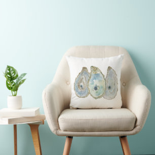 Watercolor Oyster Trio Throw Pillow