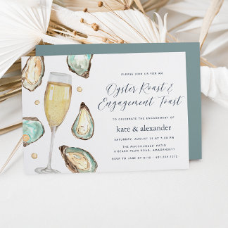 Watercolor Oysters & Champagne Engagement Party Invitation