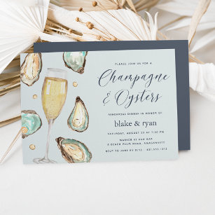 Watercolor Oysters & Champagne Rehearsal Dinner Invitation