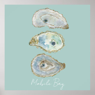 Watercolor Oysters Poster