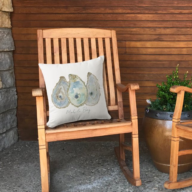 Watercolor Oysters Throw Pillow (Creator Uploaded)