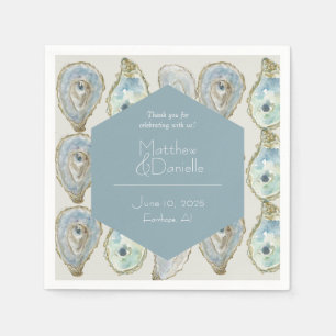 Watercolor Oysters Wedding- Dusty Blue Napkins
