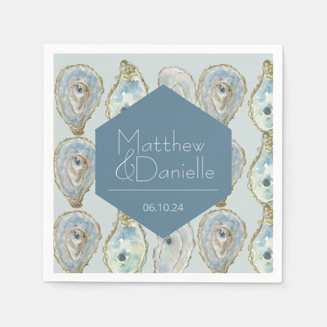 Watercolor Oysters Wedding  Napkins (Front)