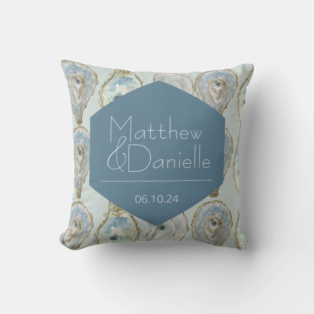 Watercolor Oysters Wedding  Throw Pillow (Front)