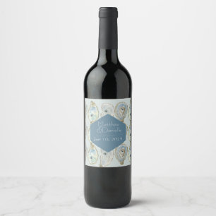 Watercolor Oysters Wedding  Wine Label