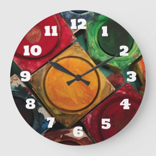 Watercolor Paint Box Palette Large Clock