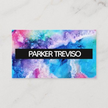 Watercolor Paint Color Block Simple Business Card by TwoTravelledTeens at Zazzle