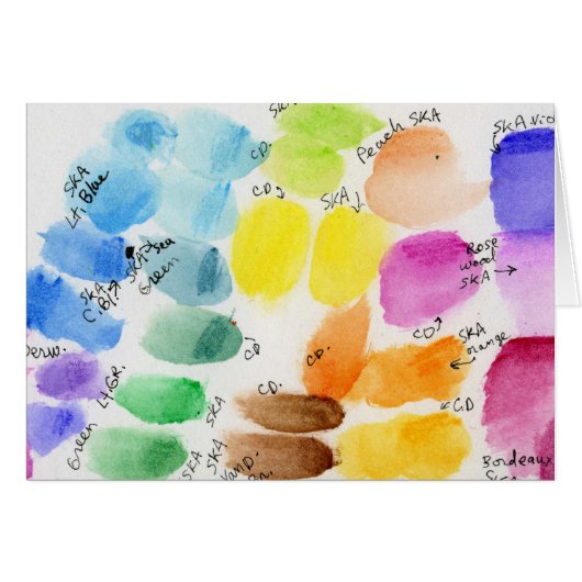 Watercolor Paint Color Chart Cards (Front Horizontal)