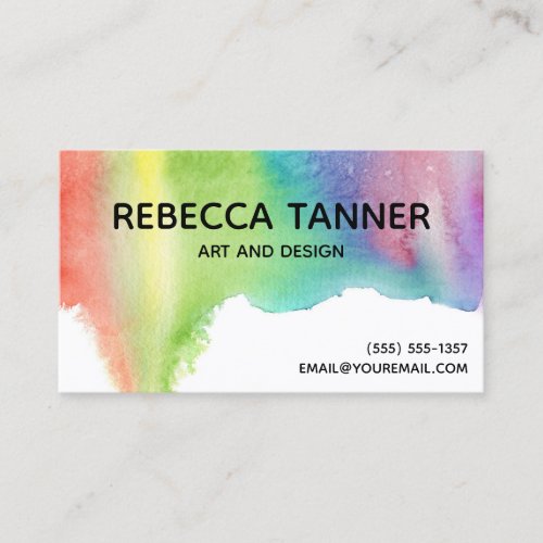 Watercolor Paint Colorful Rainbow Blot Art Artist Business Card