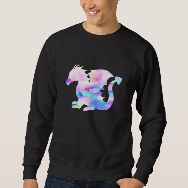 Watercolor Paint Dragon Zodiac Fantasy Mythical Cr Sweatshirt (Front)