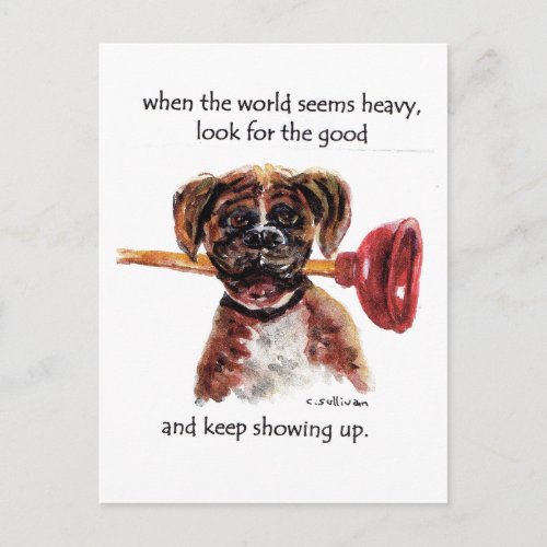 watercolor paint of Boxer  inspirational message Postcard