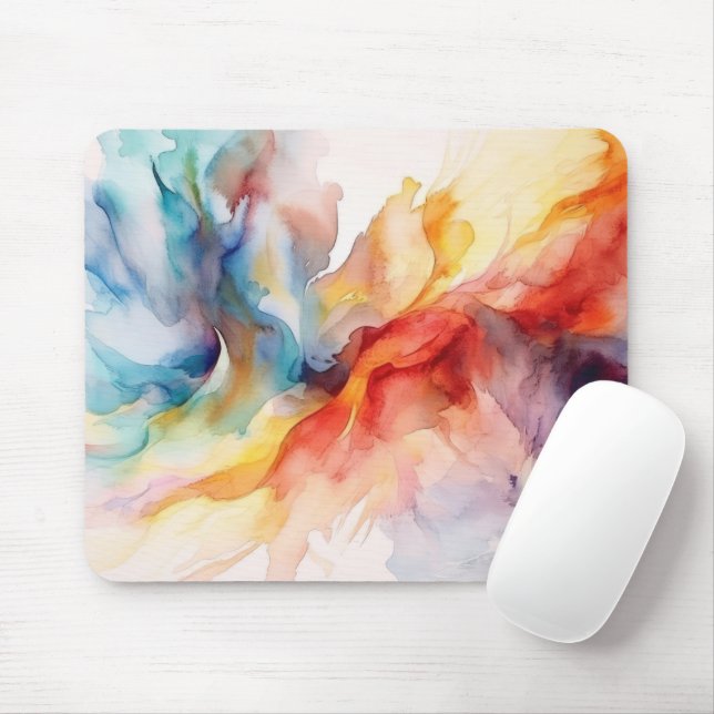 Watercolor Paint Pattern Mouse Pad (With Mouse)