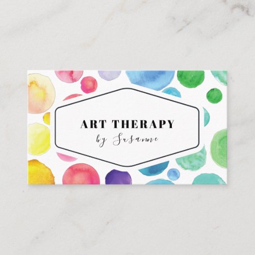 Watercolor Paint Polka Dot Art Therapy Therapist Business Card