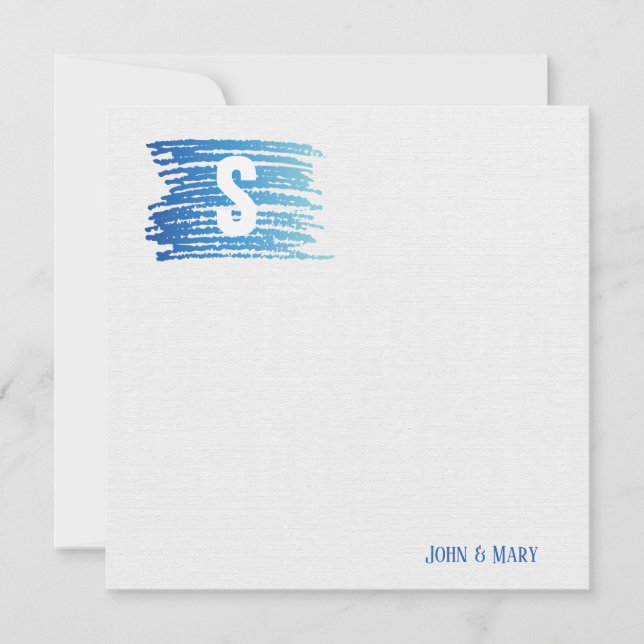Watercolor Paint Smudge Monogram   Card (Front)