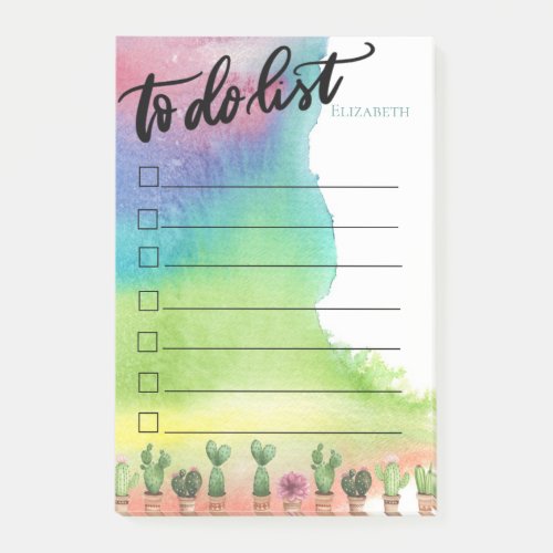  Watercolor Paint SplashCactus To Do List  Post_it Notes