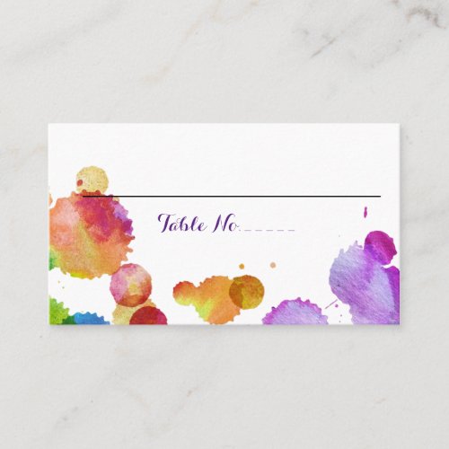 Watercolor paint splat Wedding Table No Place Card