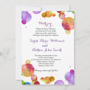 Watercolor paint splats Wedding Invitation