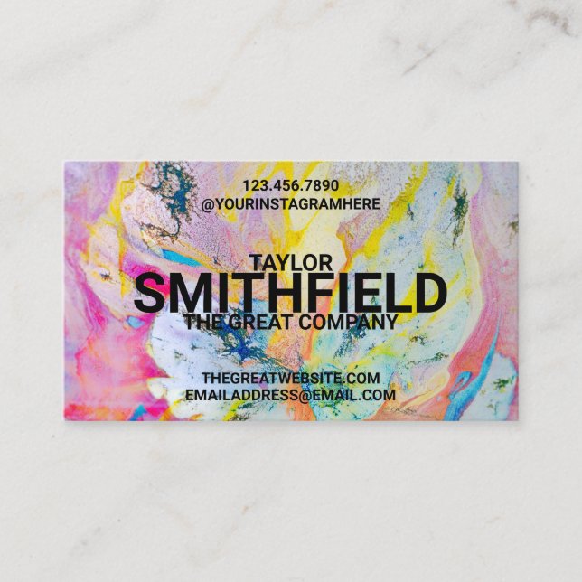 Watercolor Paint Splatter Color Trendy Business Card (Front)