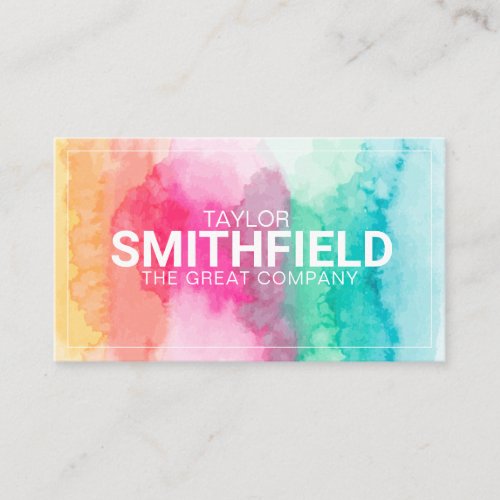 Watercolor Paint Splatter Geometric Business Card