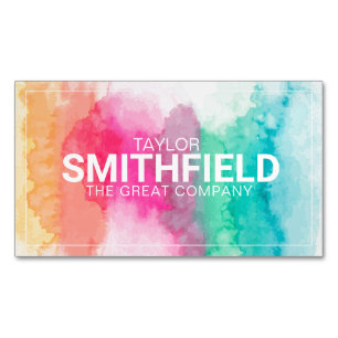 Watercolor Paint Splatter Geometric Business Card Magnet